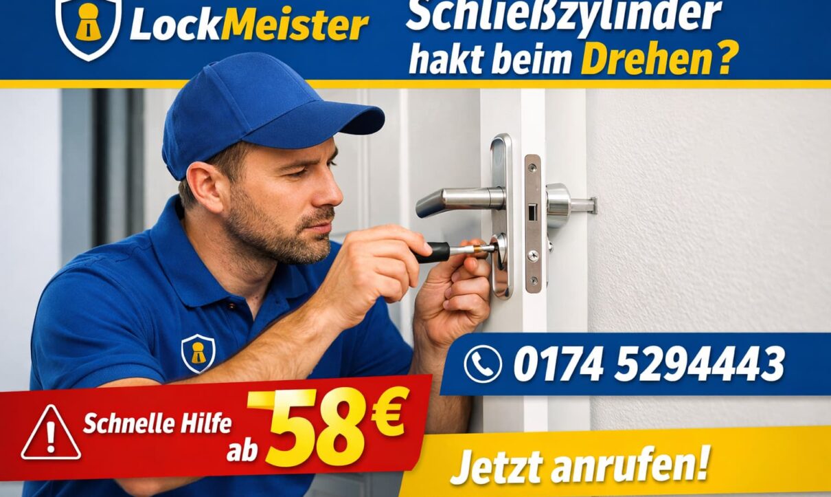 Locksmith repariert Türschloss, schnelle Hilfe ab 58€, jetzt anrufen