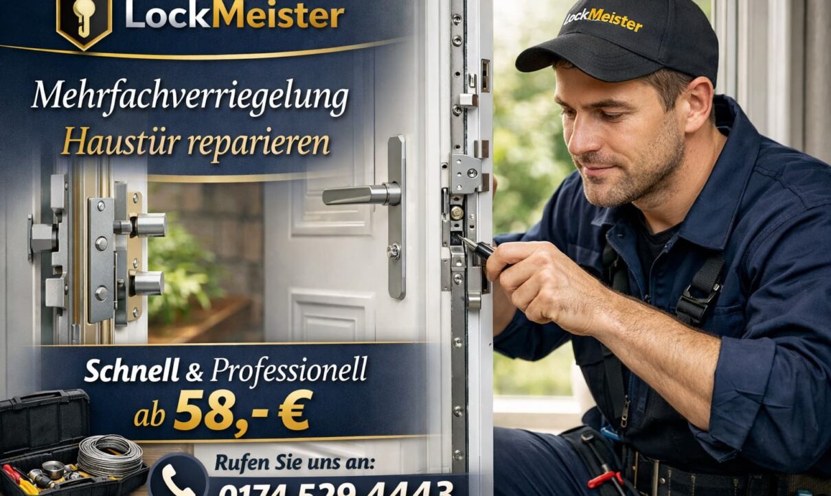 LockMeister Schlüsseldienst repariert Mehrfachverriegelung an Haustür – schnell & professionell ab 58€