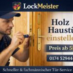 Schlüsseldienst LockMeister stellt Holz-Haustür ein – professioneller Türservice ab 58€ in Deutschland