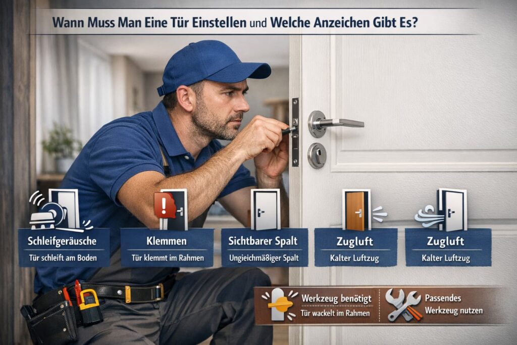 Schlüsseldienst-Techniker repariert Türschloss und justiert Türmechanismus mit Werkzeugen in moderner Wohnung