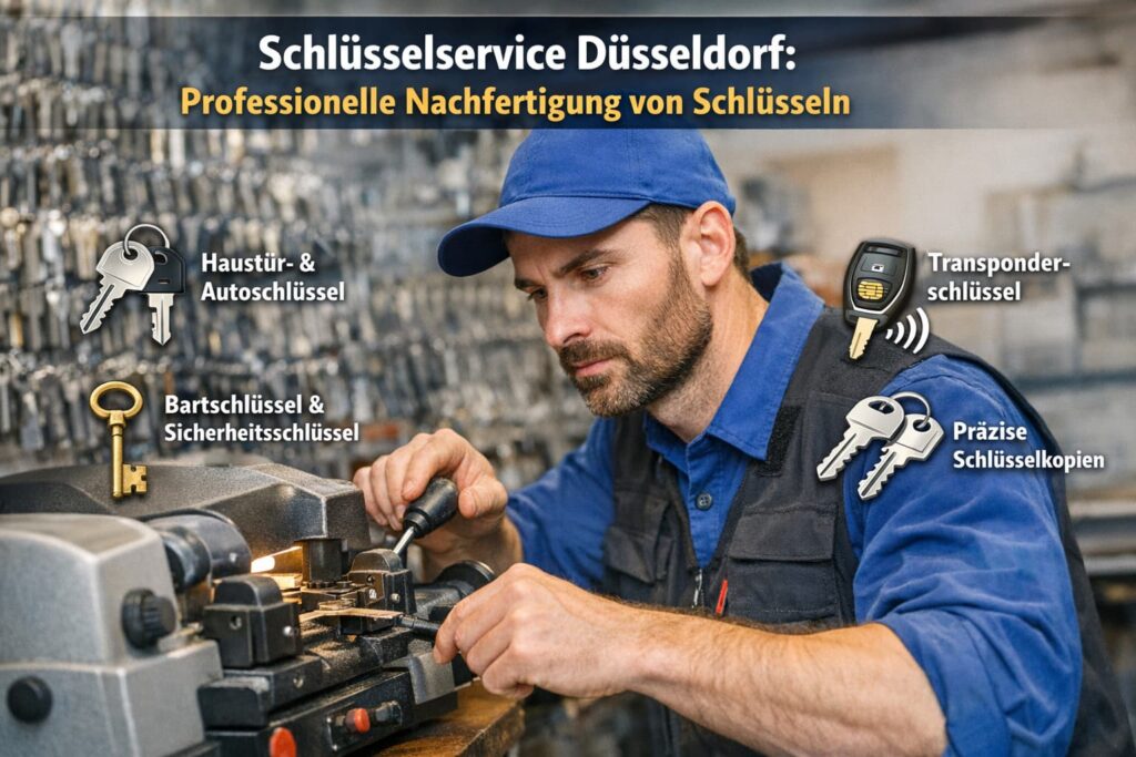 Schlüsseldienst Düsseldorf beim Nachmachen von Schlüsseln – professioneller Schlüsselservice für Haus-, Auto- und Transponderschlüssel