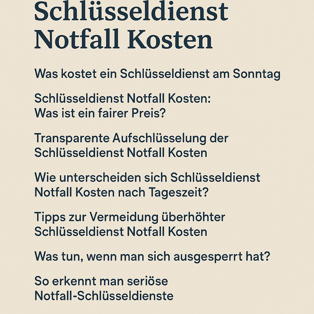 Schlüsseldienst Notfall Kosten