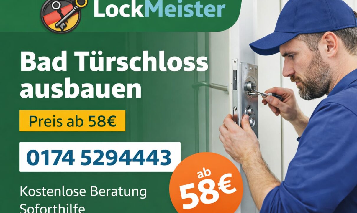 Schlüsseldienst-Techniker repariert Türschloss, schneller Service ab 58€ mit Notfallhilfe