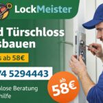 Schlüsseldienst-Techniker repariert Türschloss, schneller Service ab 58€ mit Notfallhilfe