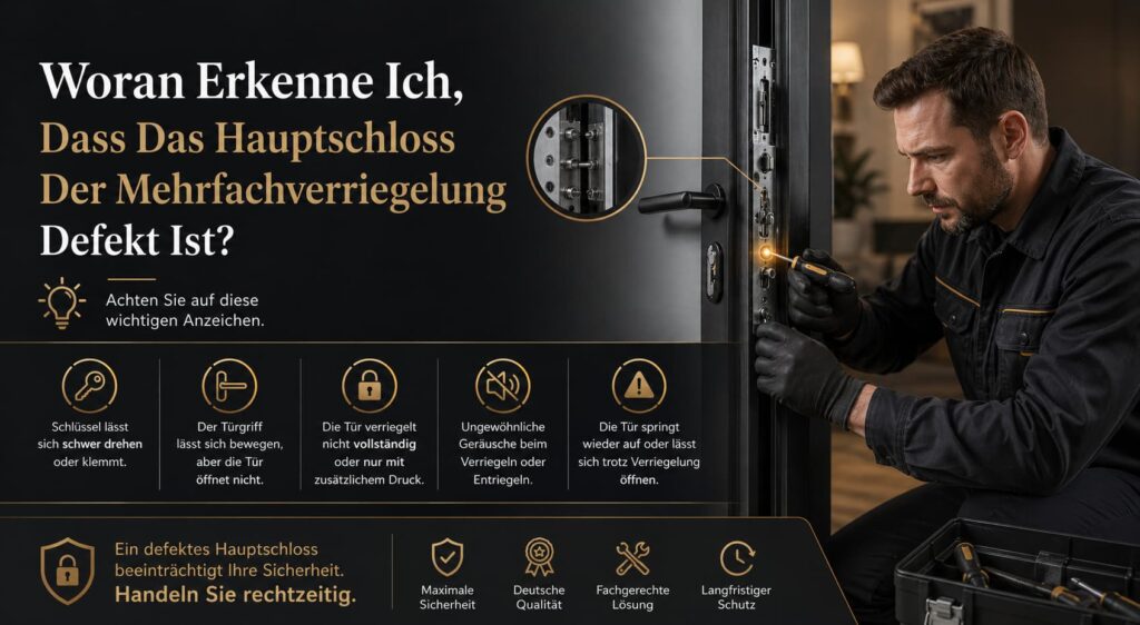 Techniker repariert ein Türschloss mit professionellem Werkzeug in moderner Umgebung.