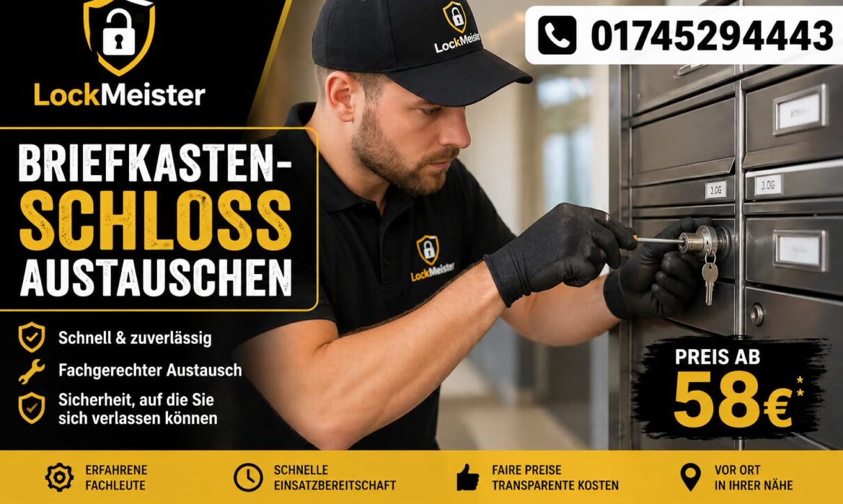 Techniker arbeitet präzise an einem defekten Briefkasten, moderner Service vor Ort.