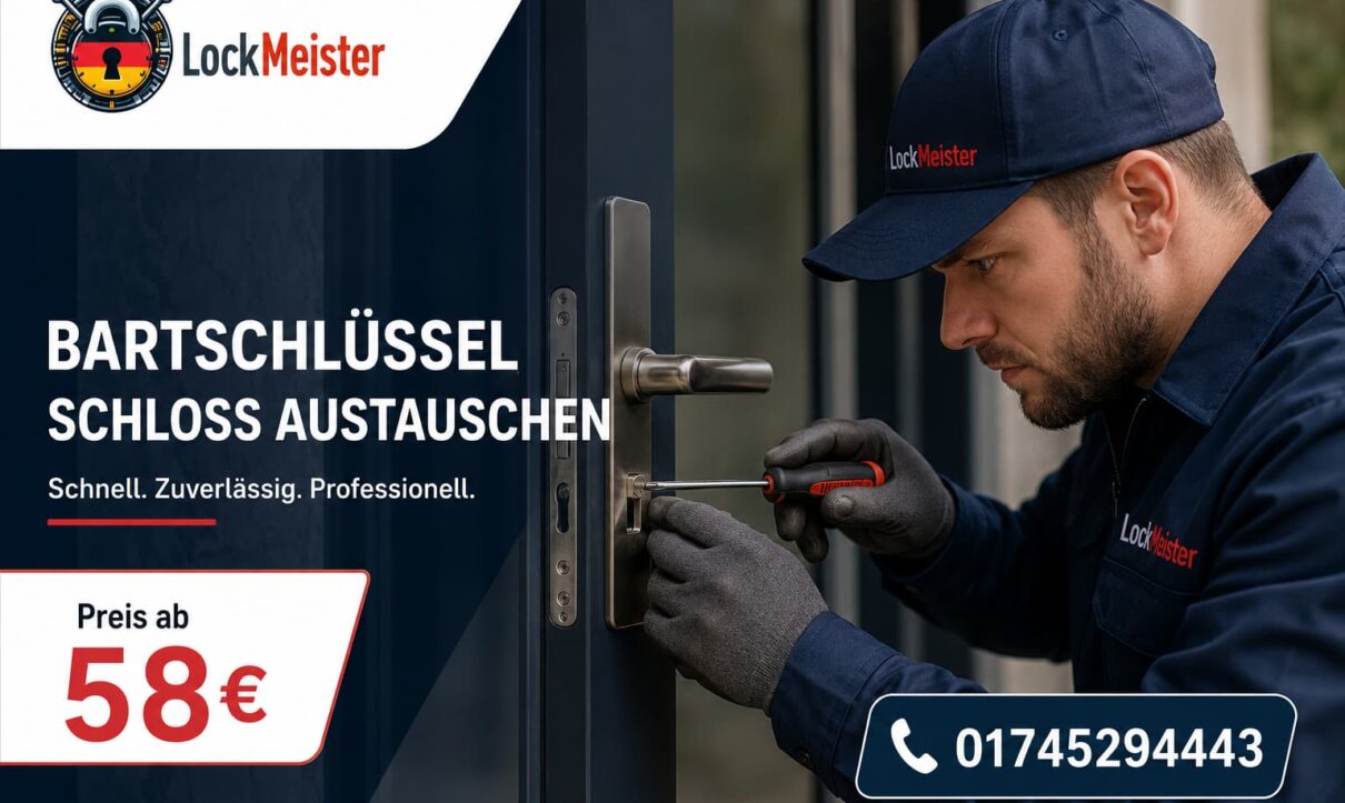 Professioneller Schlüsseldienst beim Austausch eines Türschlosses in Düsseldorf.