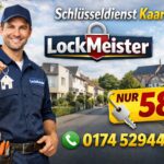 Schlüsseldienst Kaarst – LockMeister Techniker vor Wohnhaus, Türöffnung ab 58 €, Tel. 01745294443