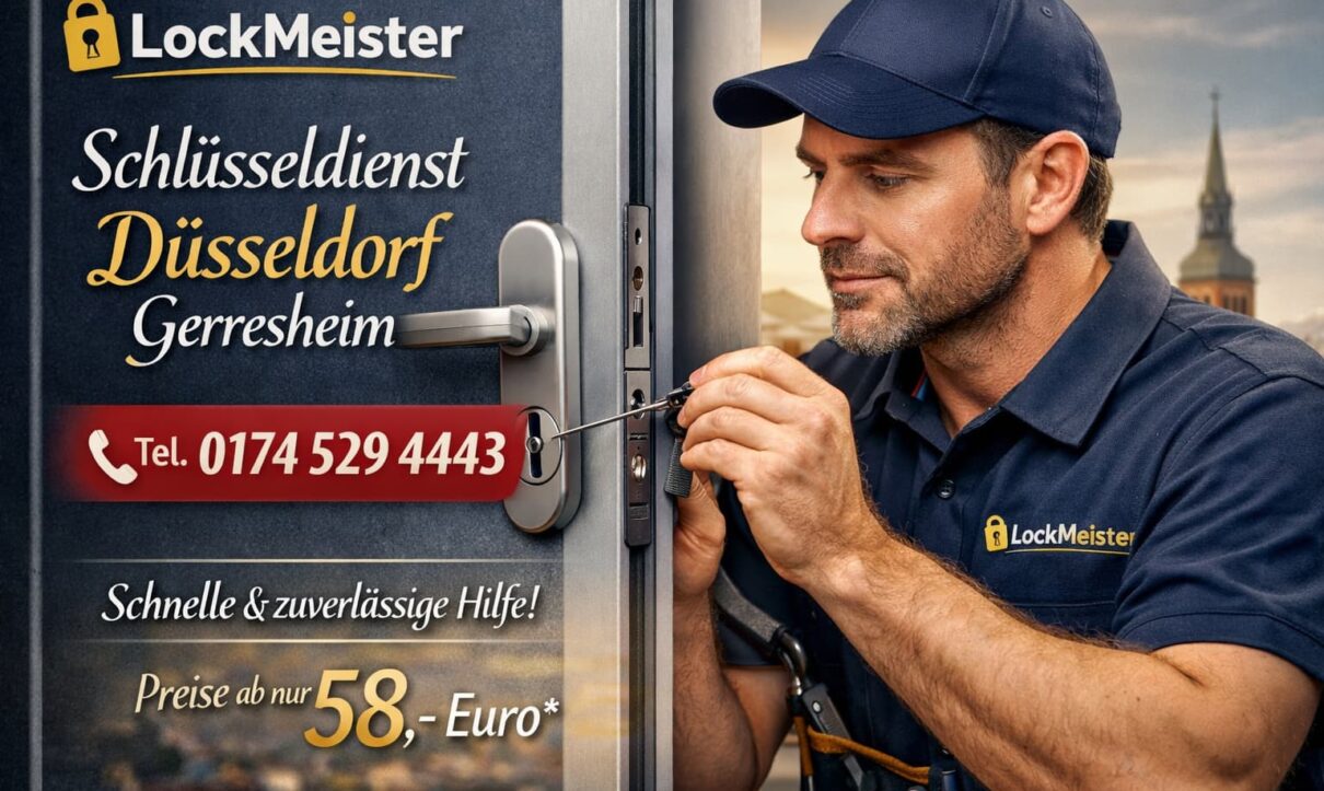 Schlüsseldienst Düsseldorf Gerresheim – LockMeister Techniker öffnet professionell eine Haustür