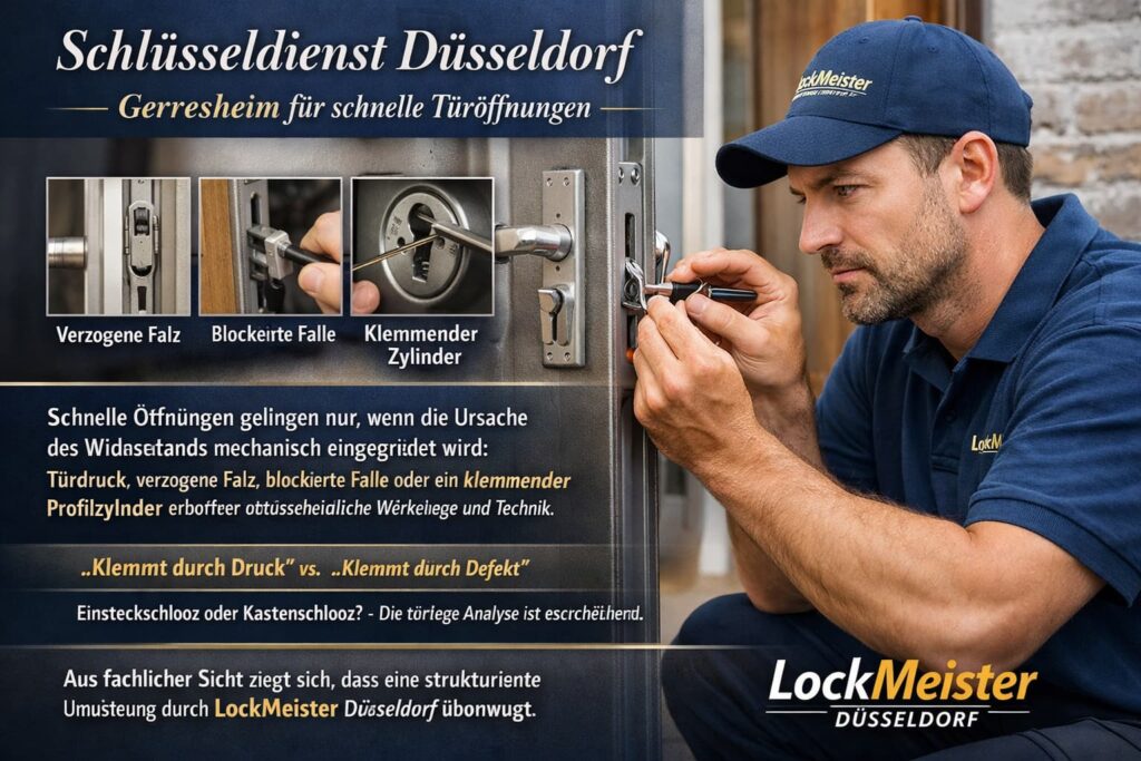 Schlüsseldienst Düsseldorf Gerresheim – schnelle Türöffnung durch LockMeister.