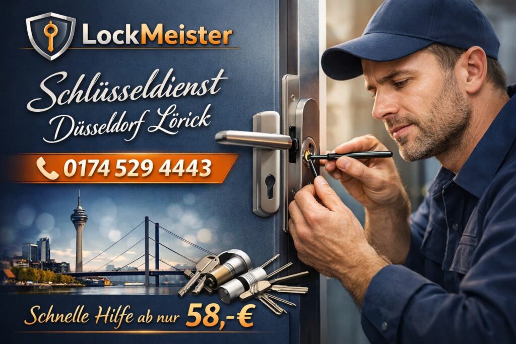 Schlüsseldienst Notdienst öffnet Tür bei Nacht.