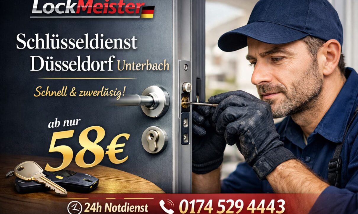 Schlüsseldienst Düsseldorf Unterbach – Türöffnung durch LockMeister ab 58€.