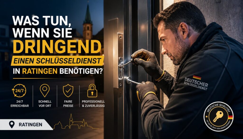Professioneller Schlüsseldienst-Techniker bei der Türöffnung in einer Notsituation