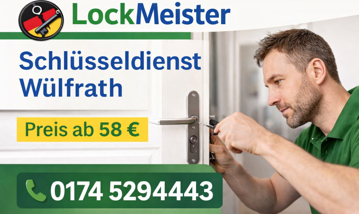 Schlüsseldienst Wülfrath – LockMeister Techniker öffnet Tür, ab 58 €