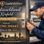 LockMeister Schlüsseldienst Krefeld Techniker öffnet Tür.
