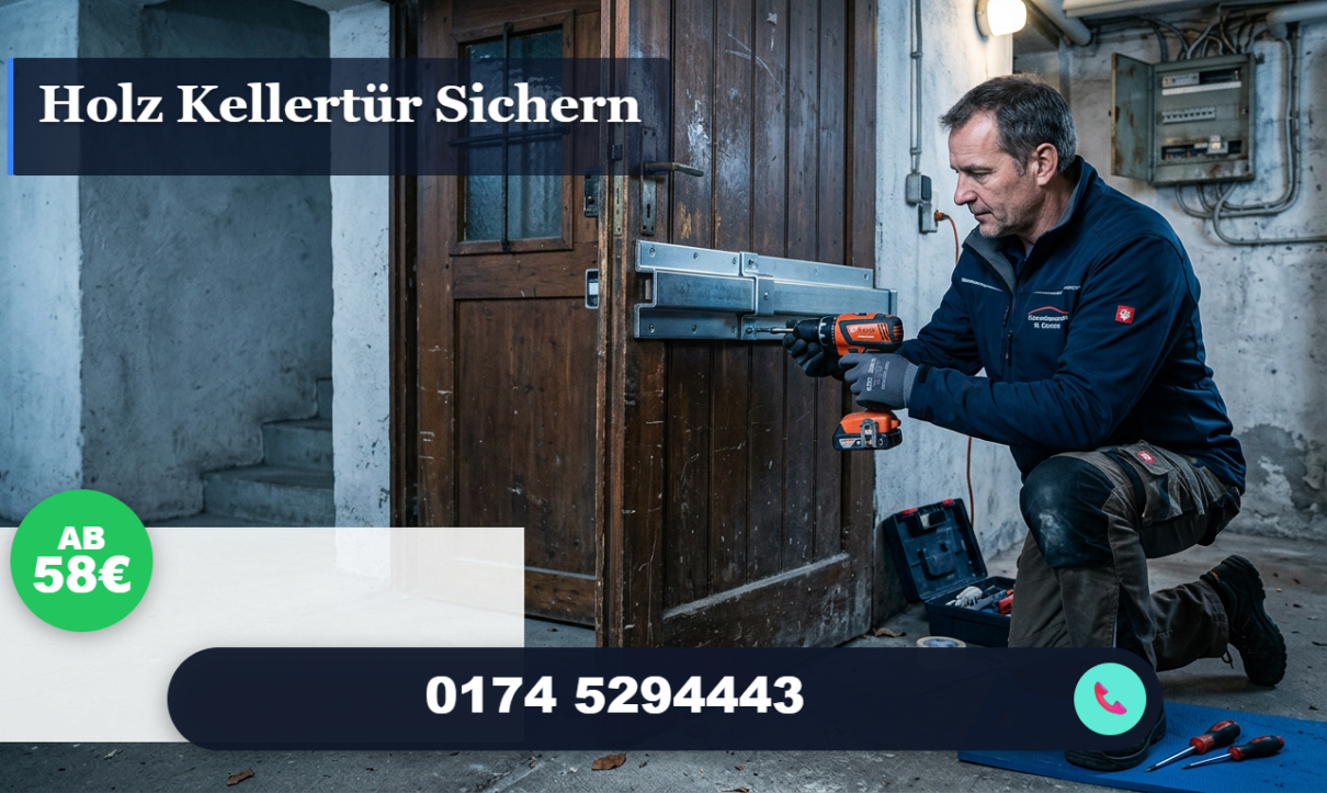 holz kellertür sichern