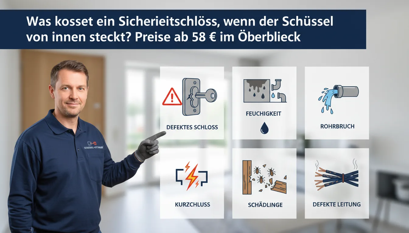 sicherheitsschloss schlüssel steckt von innen – Problem